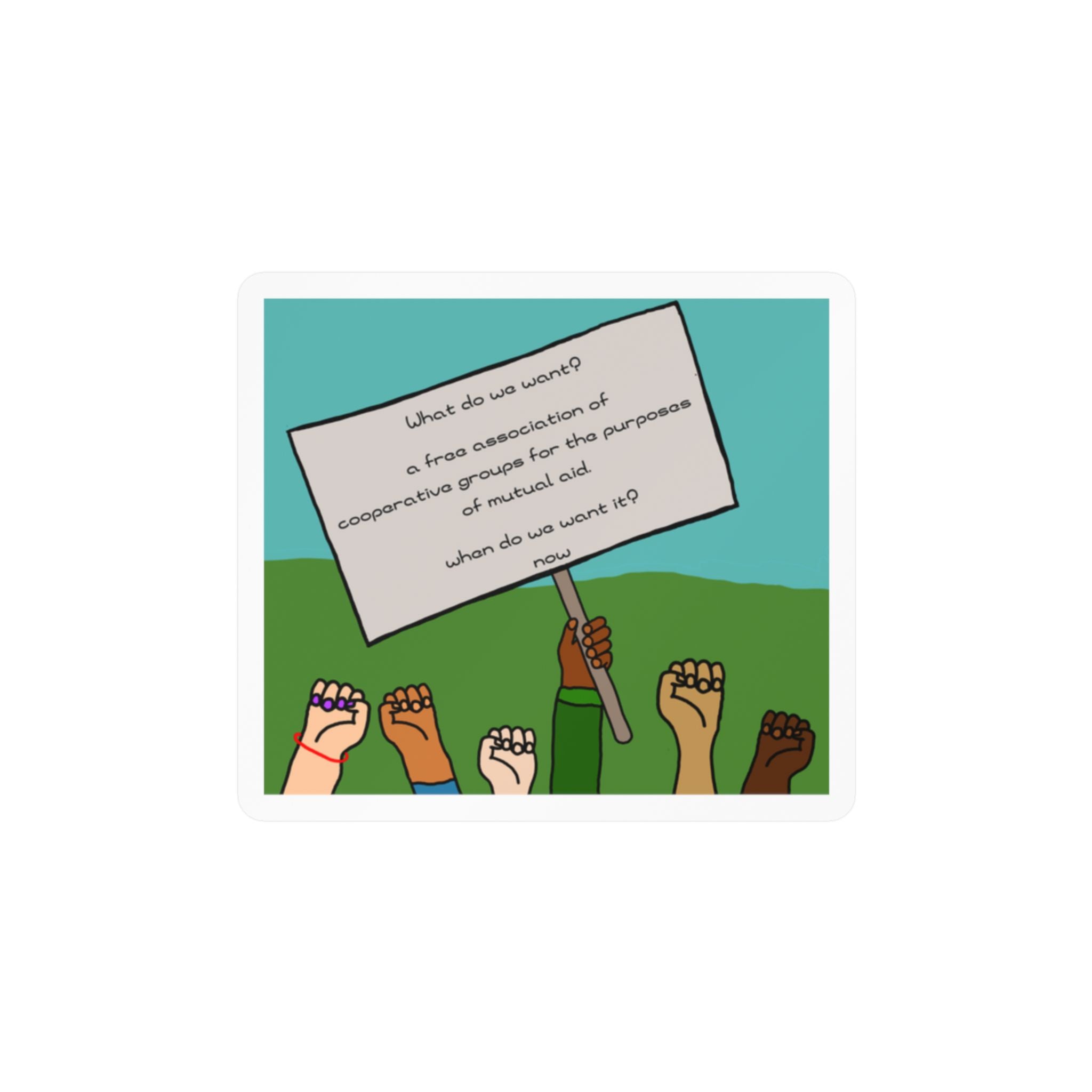 Vinyl Sticker — Diverse Hands Holding Protest Sign Graphic (Kiss-Cut Decal)