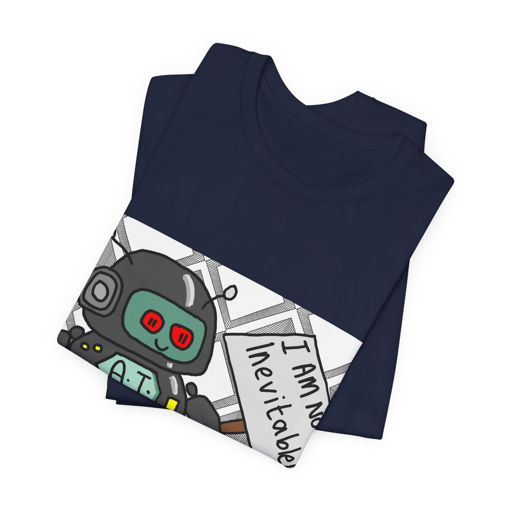 Robot Graphic Tee — 'I Am Not Inevitable' AI Cartoon T-Shirt