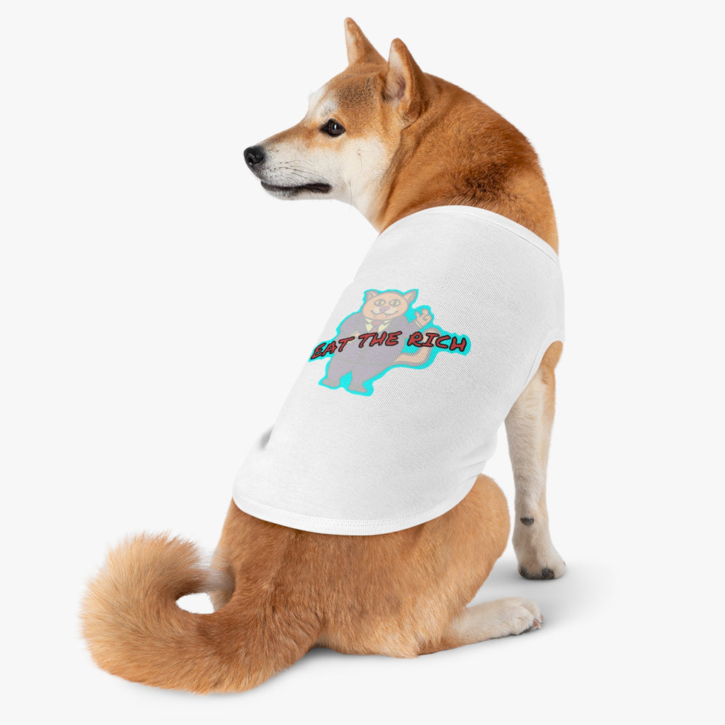 Pet Tank Top - 'Eat The Rich' Cartoon Cat Graphic Tank for Small Dogs & Cats