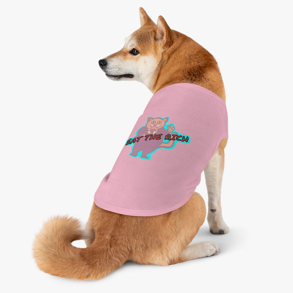 Pet Tank Top - 'Eat The Rich' Cartoon Cat Graphic Tank for Small Dogs & Cats