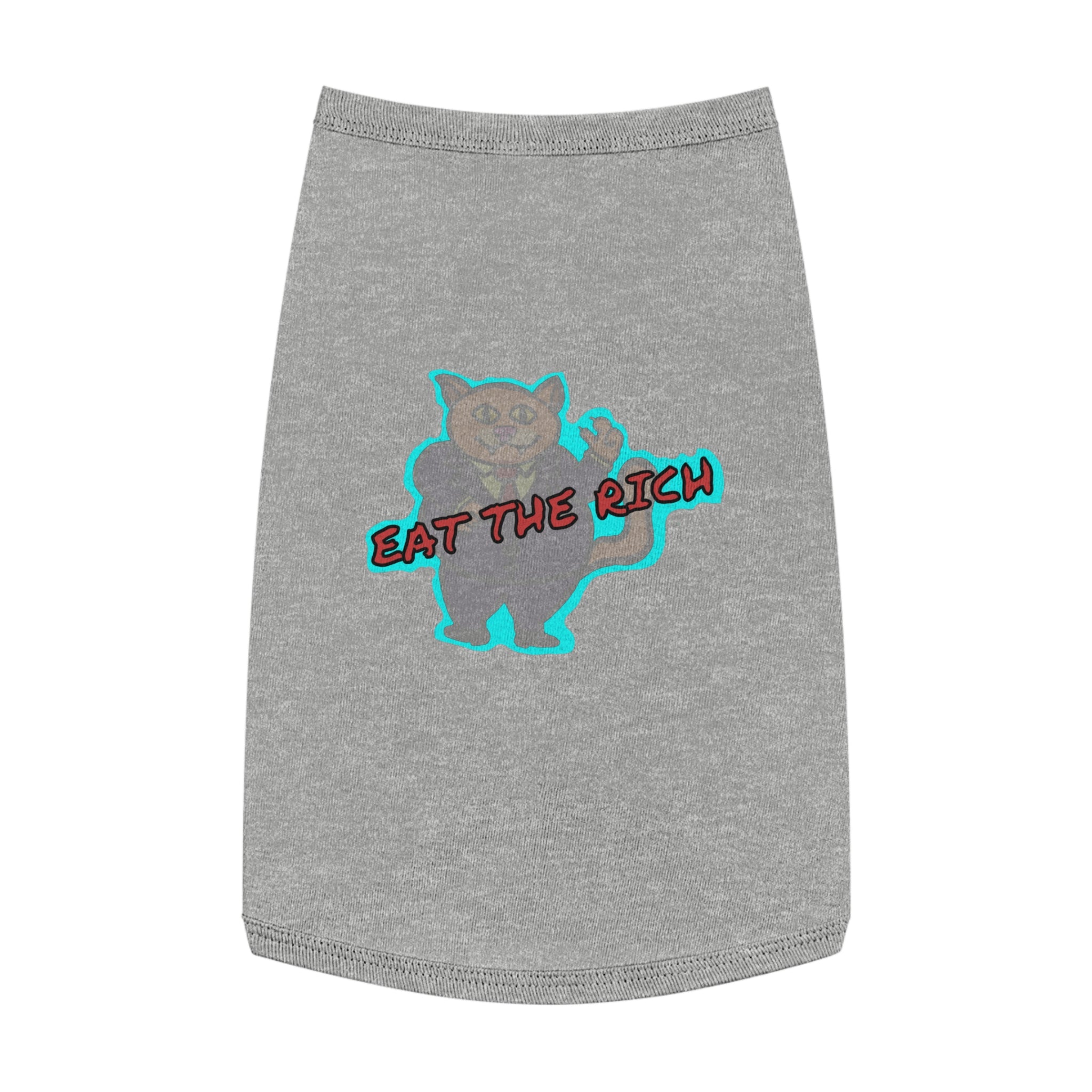 Pet Tank Top - 'Eat The Rich' Cartoon Cat Graphic Tank for Small Dogs & Cats