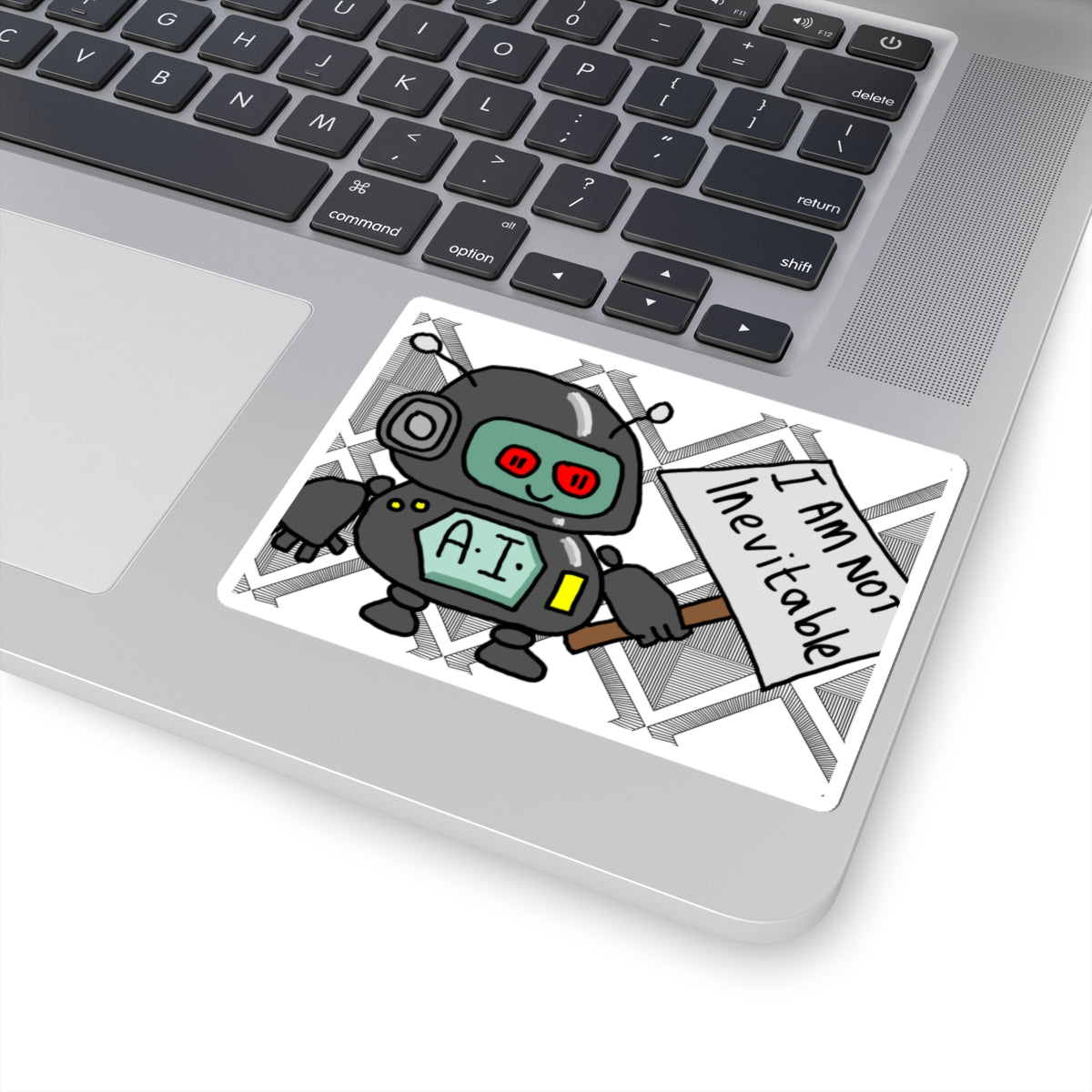AI Robot Sticker — 'I Am Not Inevitable' Kiss-Cut Vinyl Sticker