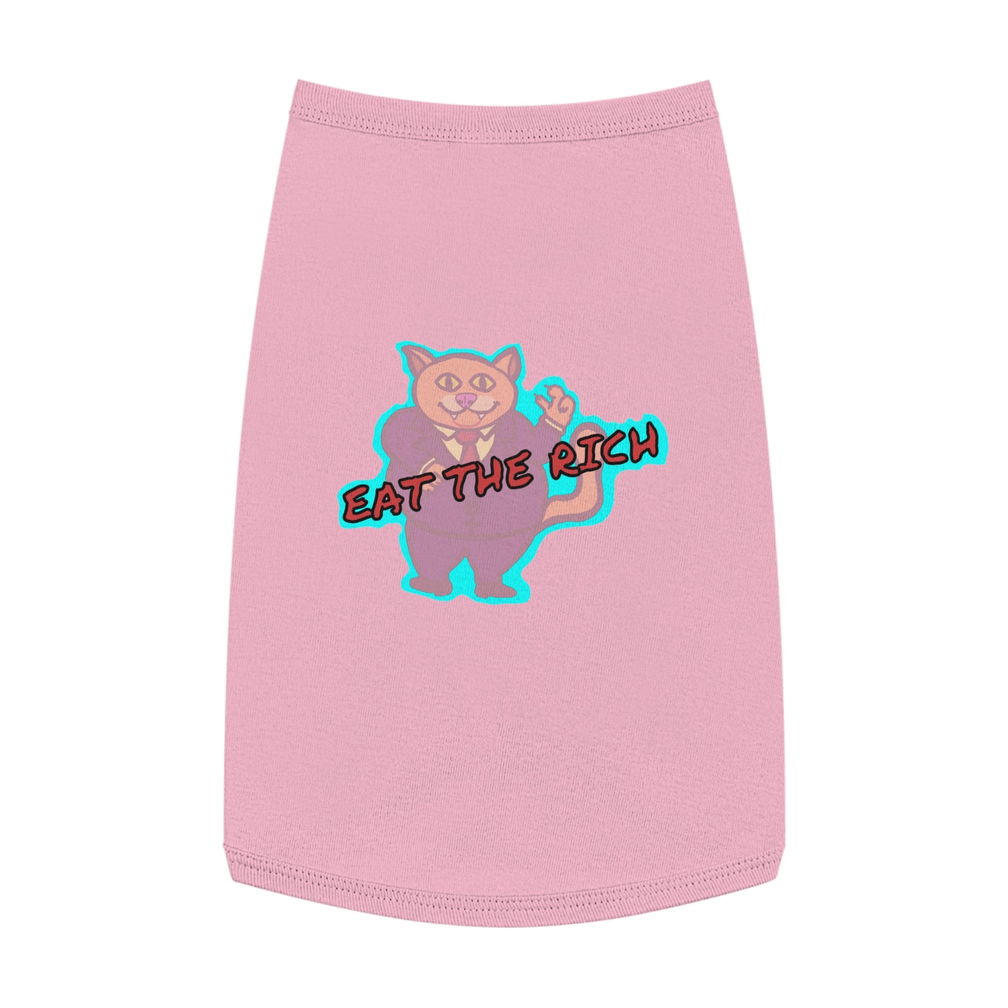 Pet Tank Top - 'Eat The Rich' Cartoon Cat Graphic Tank for Small Dogs & Cats