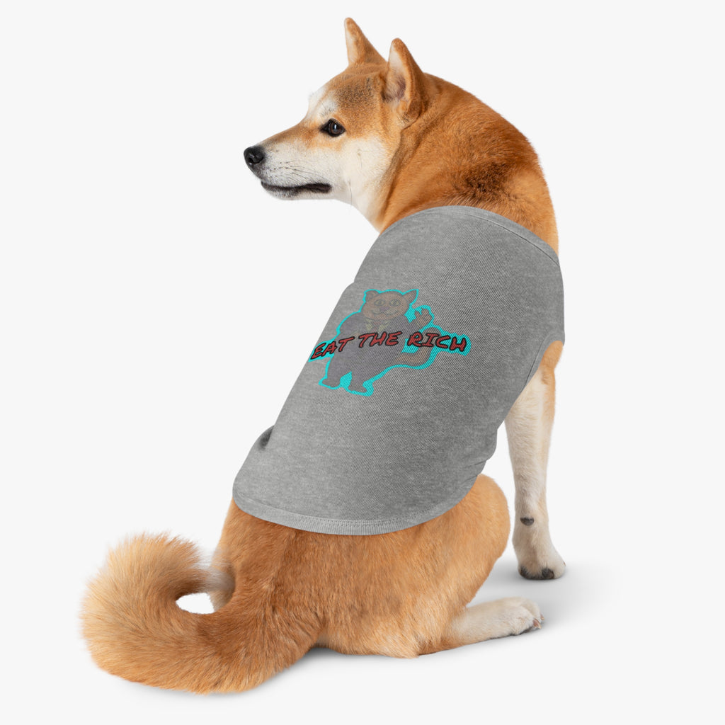 Pet Tank Top - 'Eat The Rich' Cartoon Cat Graphic Tank for Small Dogs & Cats