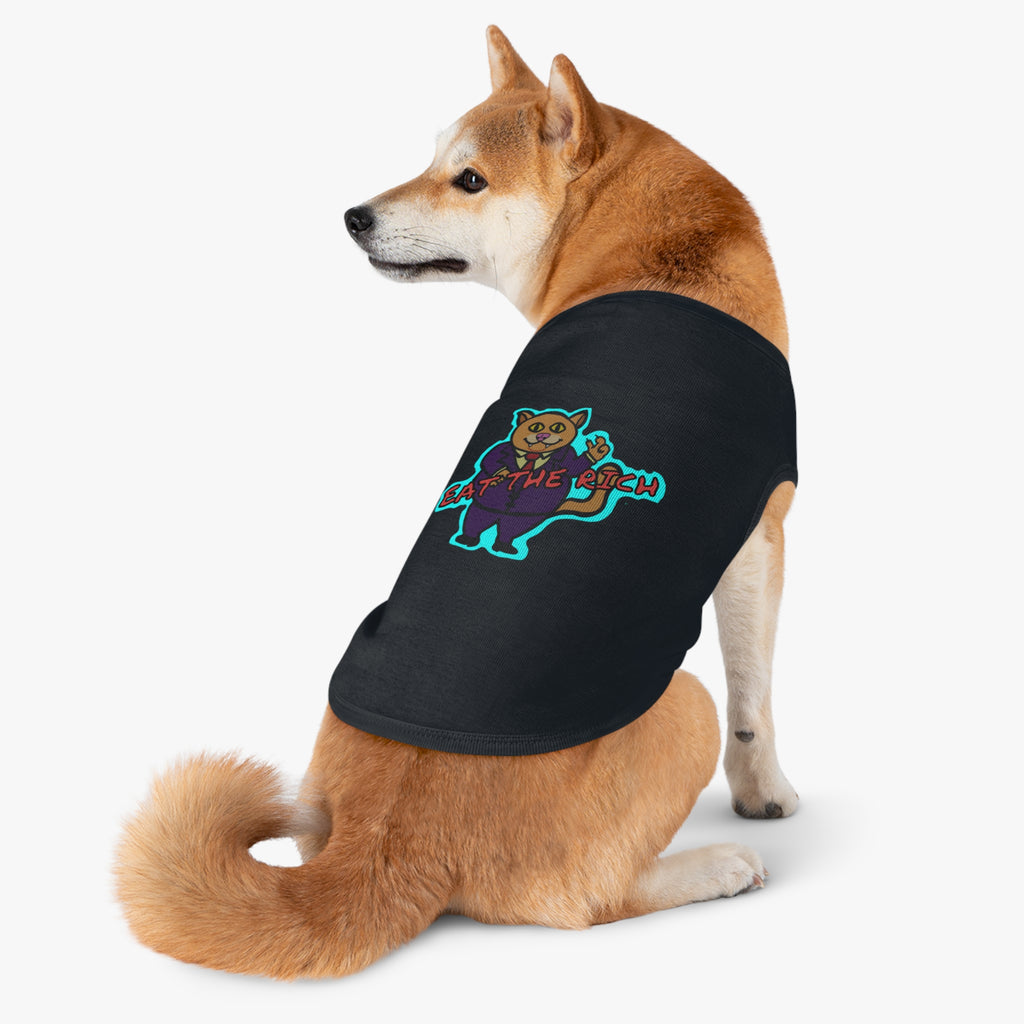 Pet Tank Top - 'Eat The Rich' Cartoon Cat Graphic Tank for Small Dogs & Cats