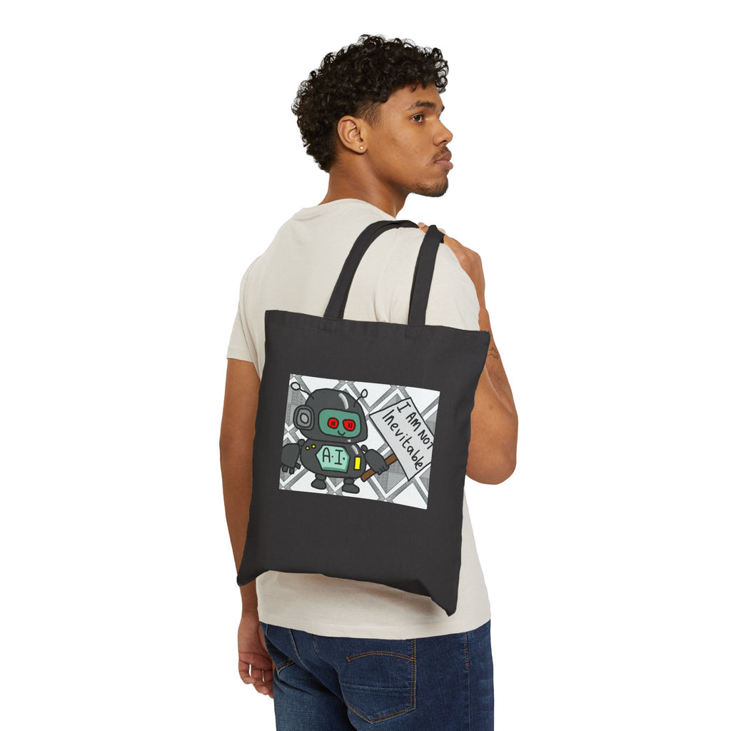 AI Robot Tote Bag — "I Am Not Malfunctioning" Canvas Shopper