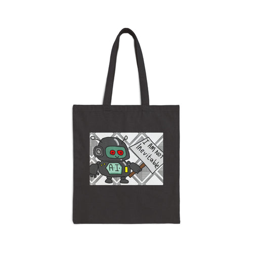 AI Robot Tote Bag — "I Am Not Malfunctioning" Canvas Shopper